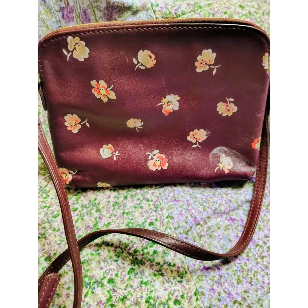 Vintage Cath Kidston Britain Leather Floral Print Shoulder Crossbody Bag